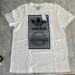 Adidas white traction tongue tee shirt. New with tags!